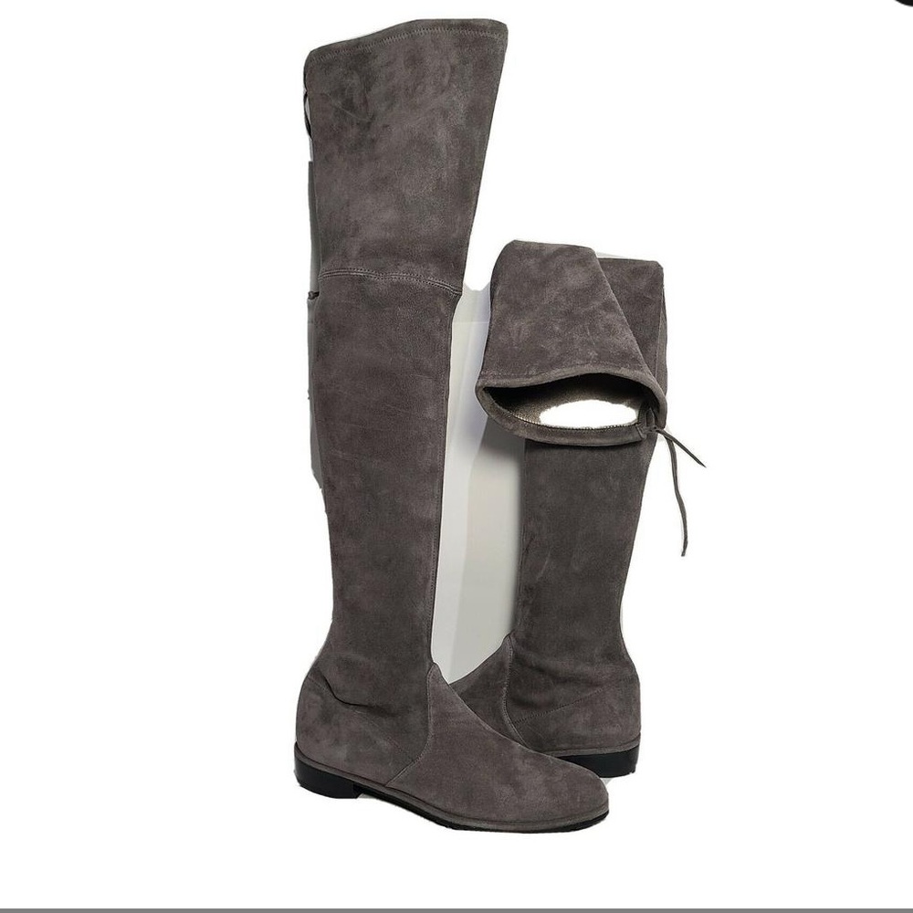 Stuart Weitzman's Lowland suede over-the-knee boots in Dark Grey!